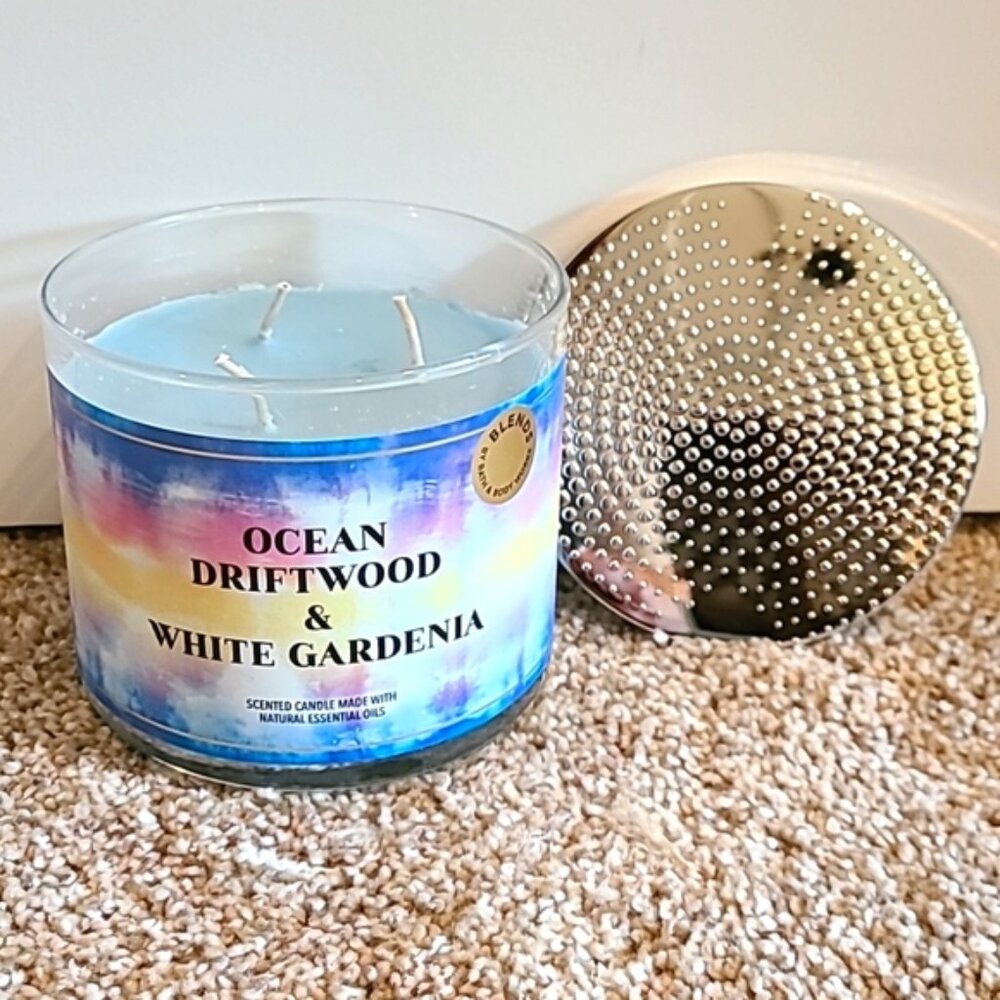 OCEAN DRIFTWOOD & WHITE GARDENIA 3 Wick Candle Blend Bath & Body Works